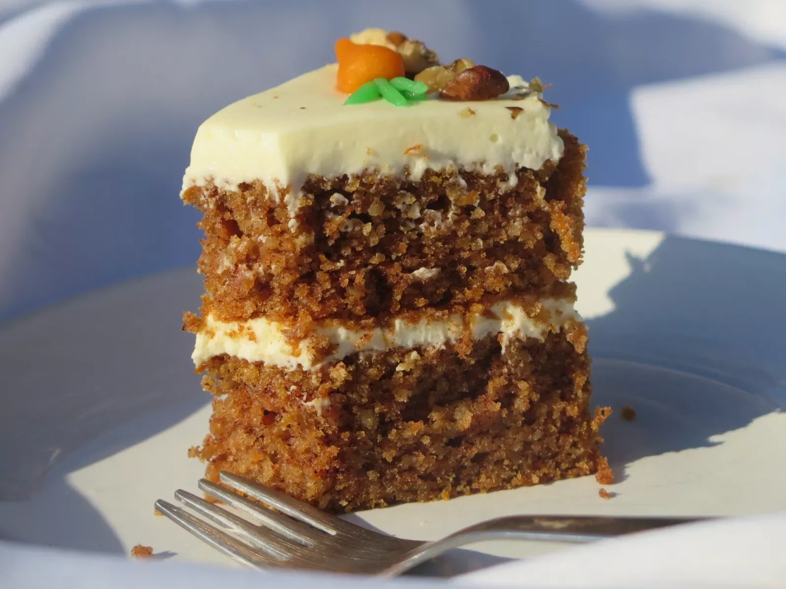 Perfect moist carrot cake slice